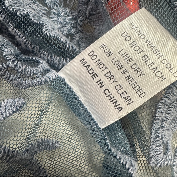 The Shabby Tree Women Blue Sheer Lace Open Front Long Kimono Cardigan Plus O/S - Picture 13 of 13